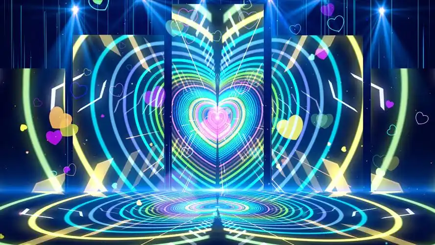 4k爱心动感舞蹈街舞舞台表演背景动感爱心背景