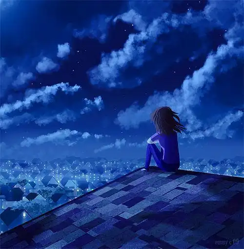 云孤独背影女子