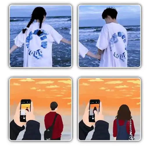 大海情侣头像,情侣头像背影海边夕阳,海边的情侣头像,情侣头像背影