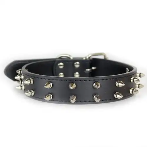 项圈牛皮宠物狗颈圈脖圈带钉带刺双排项圈