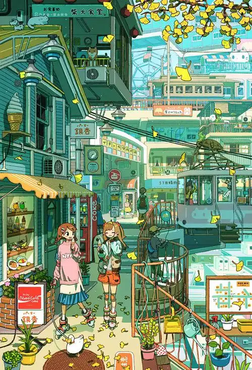 下面这组 插画偏向漫画风格,就像 动漫小说里的场景一样,描绘的绘面