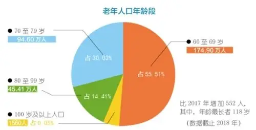 图1 2018年成都市各年龄段老年人口构成
