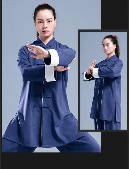 云太极原创设计 2022中式太极服春秋新款中国风武术练功 蓝色 s(参照