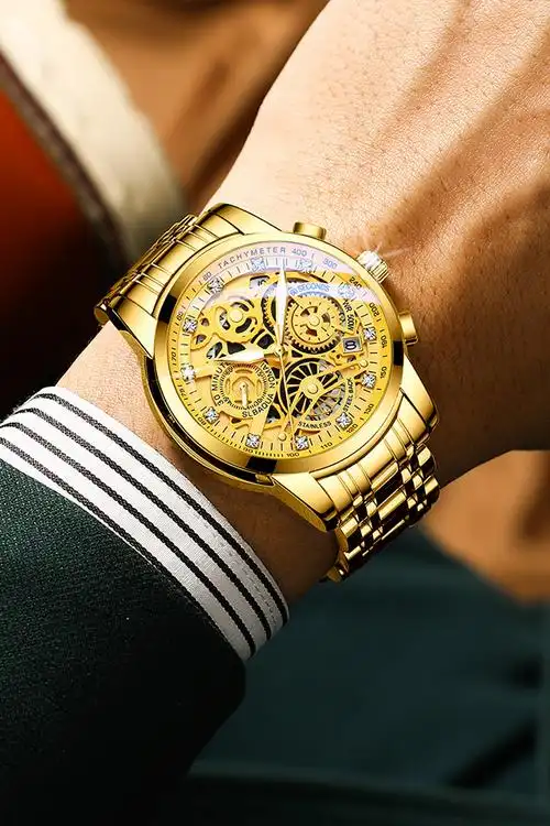 高端大气镂空手表男士钢带表商务休闲石英夜光防水潮流非机械男表