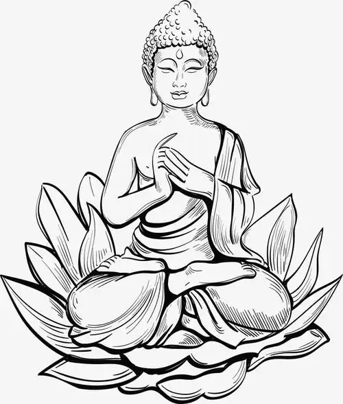 手绘风莲花宗教佛像