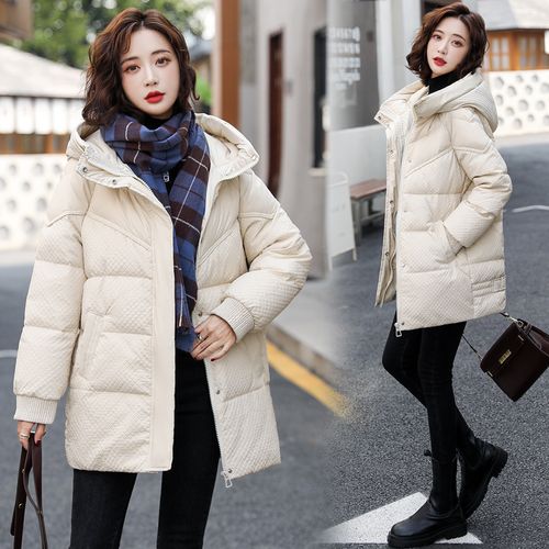 羽绒服女2021冬装新款女装韩版时尚中长款白鸭绒保暖外套