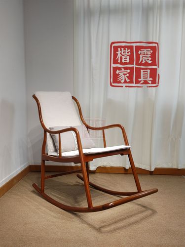实木花梨血檀逍遥椅家用红木新中式摇椅老人椅子阳台加大黑胡桃