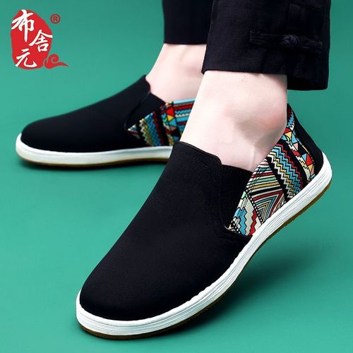 春季新品老北京布鞋男士中式传统布鞋千层底牛筋底一脚蹬舒适透气