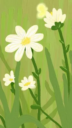 油画壁纸 - 春日壁纸插画 素材 ins 韩系 可爱 简约 手绘 动漫 锁屏