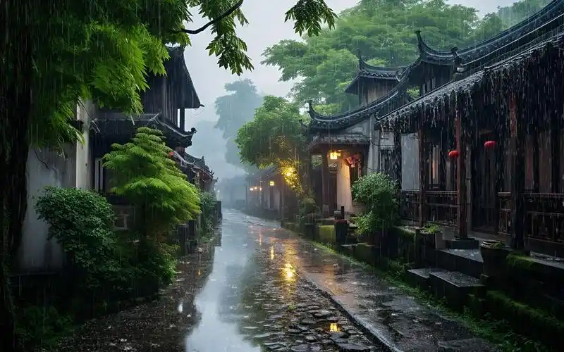 烟雨下的江南古镇,最想和谁一起去就@谁