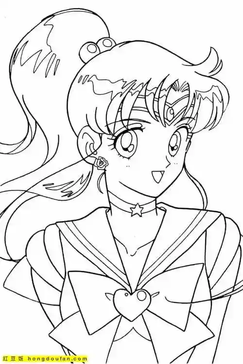 11张公主与王子二次元美少女战士卡通填色图片-红豆饭小学生简笔画