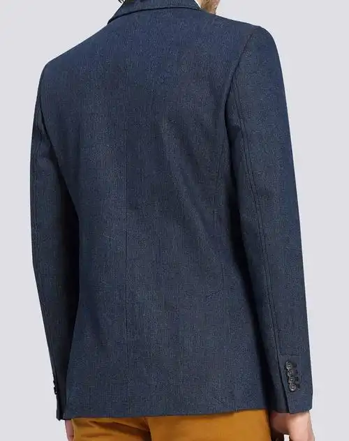 深藏蓝时尚商务修身牛仔西装