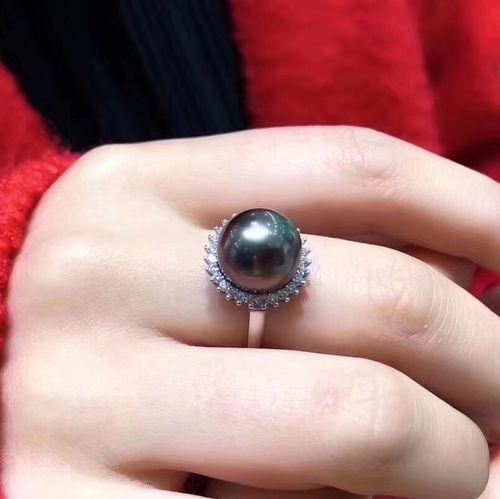 海水太阳花明星10mm银戒花戒指太阳黑珍珠珍珠大溪手饰