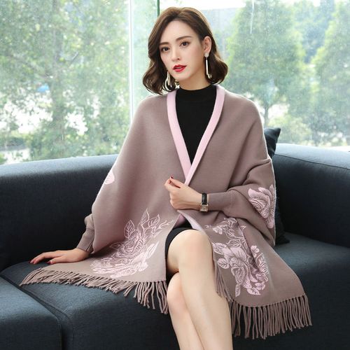 服饰配件 女士丝巾/围巾/披肩 恋依小铺 袖子披肩女秋冬季羊毛提花