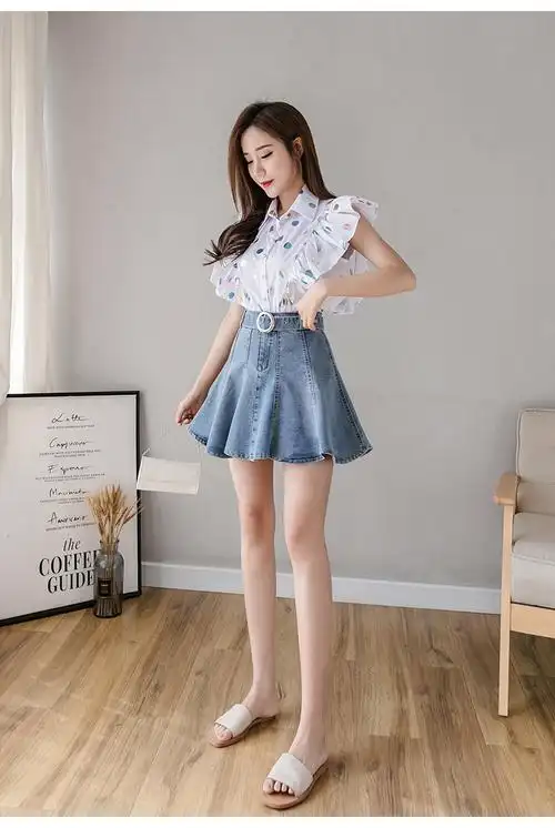 枫述高腰牛仔半身裙女装春夏季2021年新款包臀a字短裙子仙女超仙森系