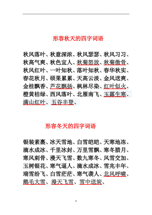 形容春夏秋冬的四字词语doc3页