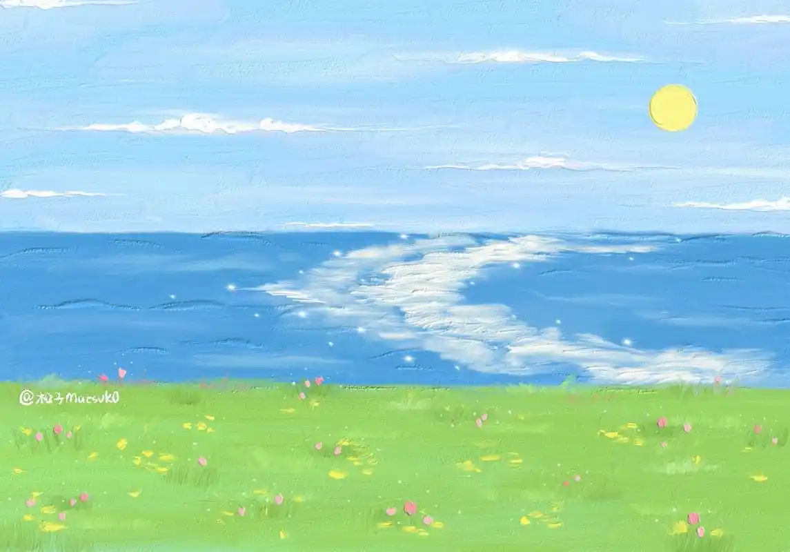 油画风ipad平板壁纸,唯美风景插画