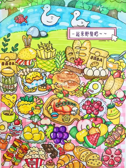 简笔画 #小食物简笔画  #马克笔手绘  #手绘马克笔  #野餐简笔画