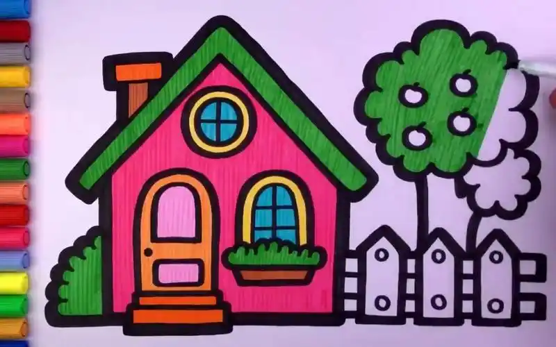 儿童简笔画教孩子画花园房子