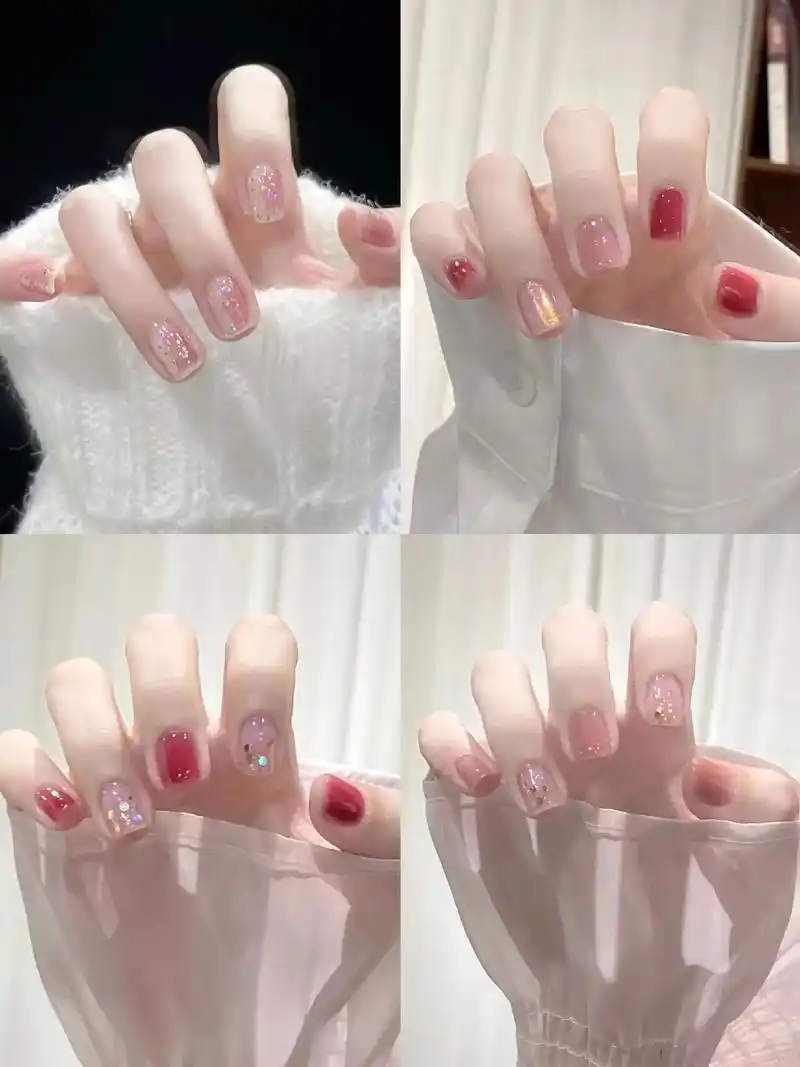 小短甲福利款简单又显白,做完可以美一个夏天#美甲款式 #短指 - 抖音