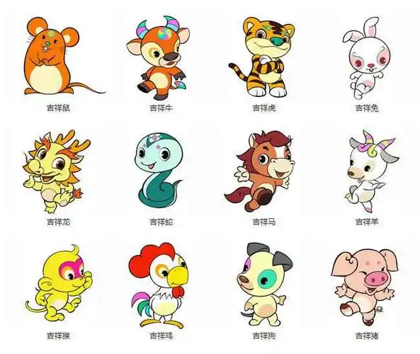 可爱卡通动物之12生肖图案