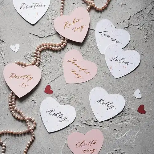 kklife定制爱心手写席位卡名名字婚礼生日派对席位卡