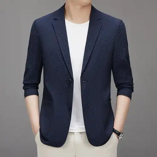 商务休闲细格小西装男士春季新款修身韩版防晒单西服男装外套上衣