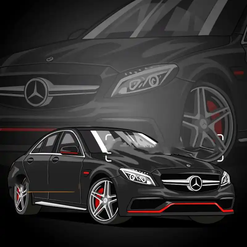 q版汽车手绘漫画|奔驰爱好者这里集合啦 你发照片我来画 专属汽车漫画