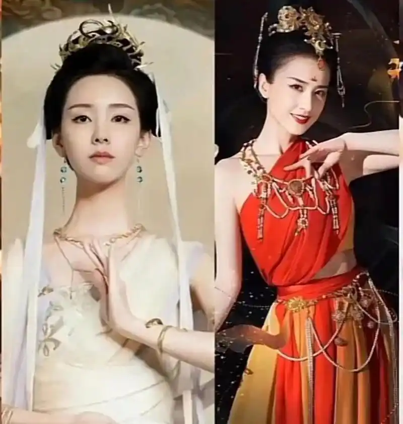 女明星异域风敦煌飞天造型,谁的服装最好看  杨超越像神女,陈都灵像佛