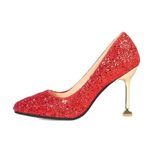 水晶鞋婚鞋女2020年新款红色高跟鞋细跟婚纱新娘鞋子中跟结婚红鞋