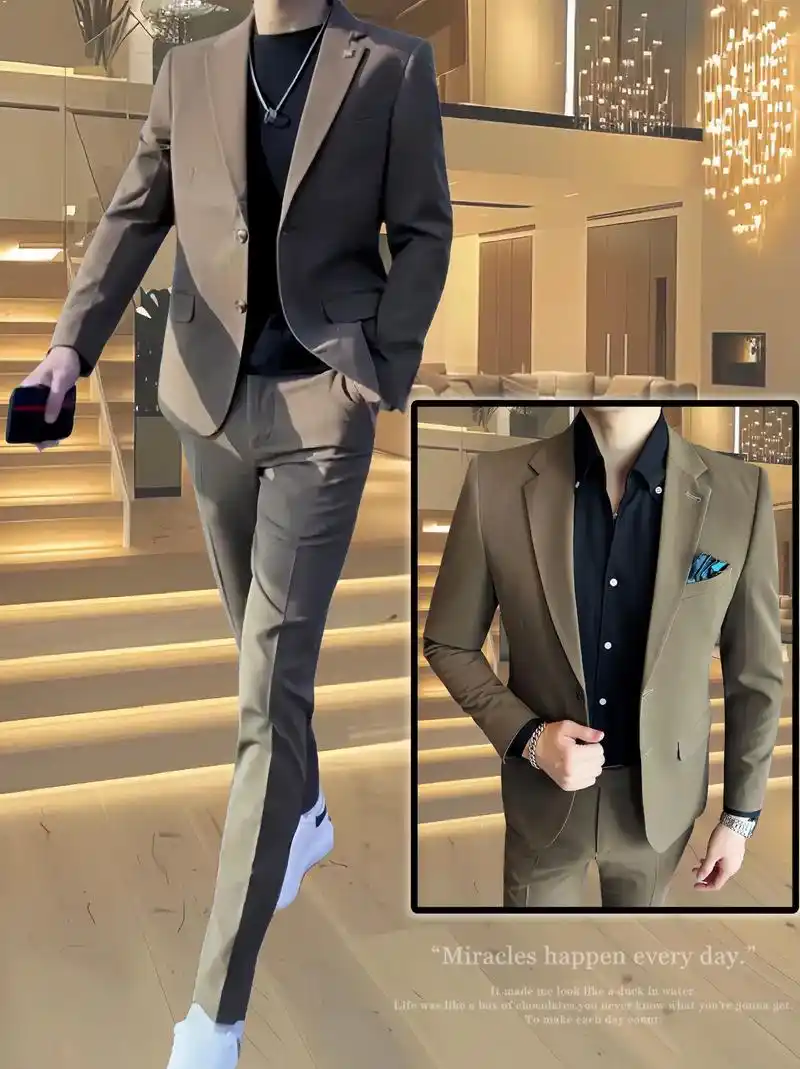 帅哥们~这件春夏薄款痞帅休闲西装男真的太帅了!