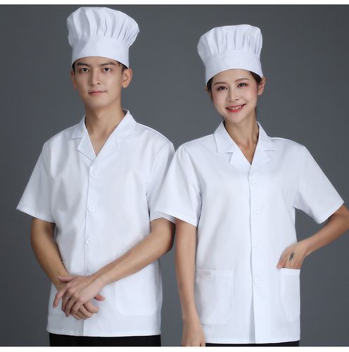 绅庞幼儿园阿姨厨师工作服女短袖夏餐饮厨房食堂人员专用服装白色长袖