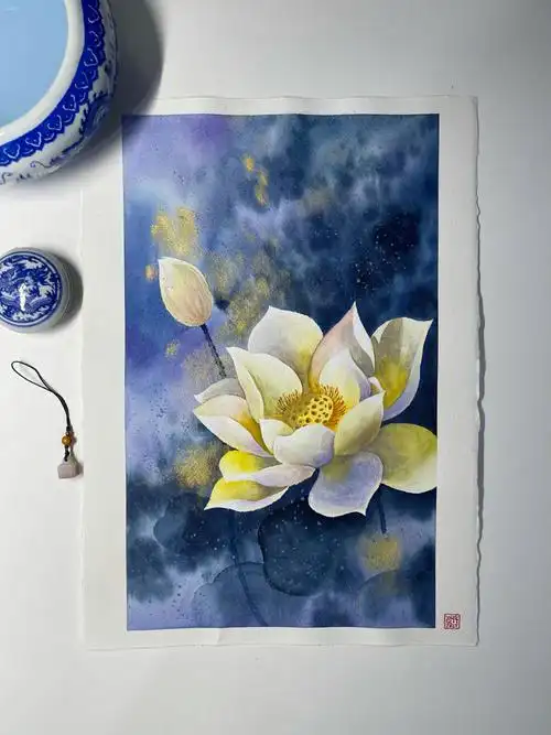 我的第一张8k水彩画～水彩颜料:荷尔拜因新颜彩水彩笔:南溪集,暮雪