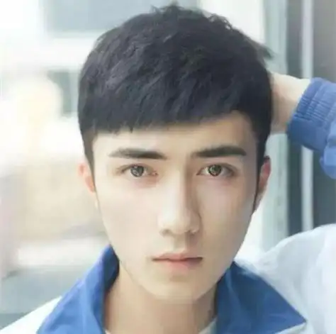 那样会让圆脸脸型看起来更小,一款天然的男生短发发型,凌碎感的描绘