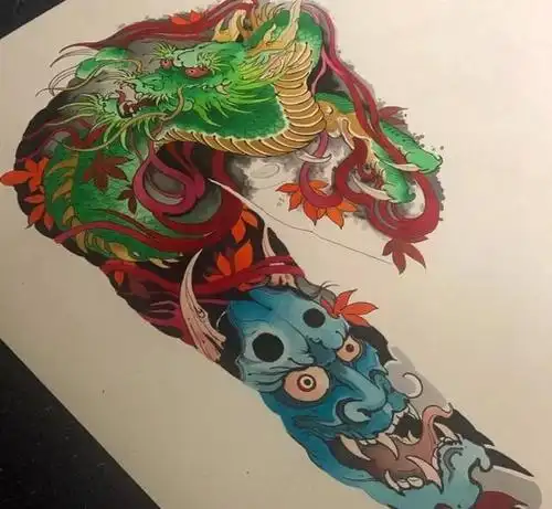 你们一直在找的传统彩色花臂纹身手稿!