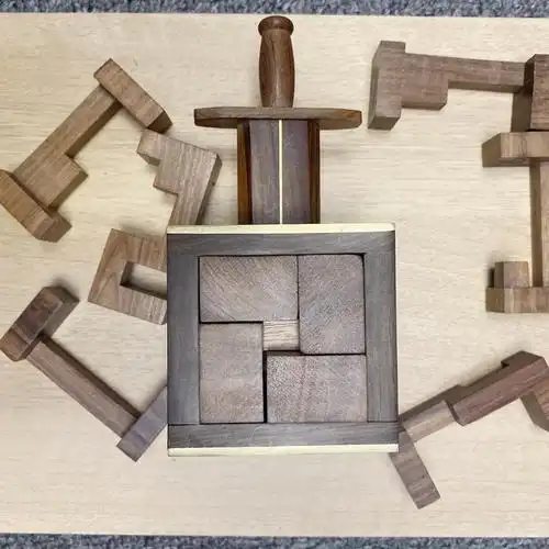 puzzle解密盒圣剑puzzle木质十级难度高智商烧脑解密盒拼图鲁班锁玩具