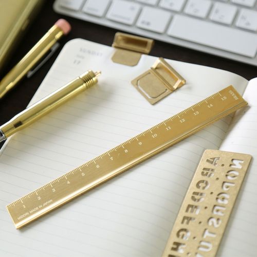 日本trc travelers company brass黄铜尺复古直尺刻度尺16cm