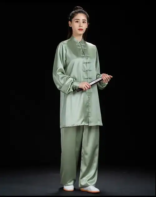 绘武太极服女春夏男士练功服顺滑醋酸太极拳服装中老年比赛表演套装溶