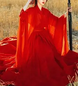 【侠尘婉】汉服女红色武侠古装仙气古风广袖流仙裙交领超仙霸气酷