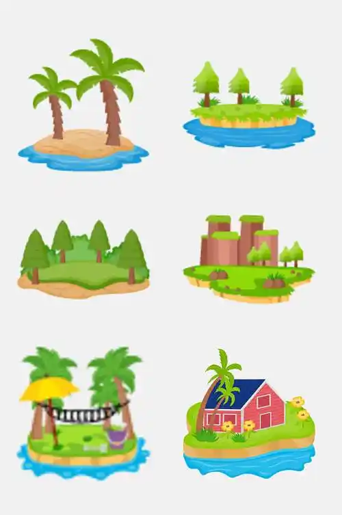 小岛海岛度假风景免抠元素