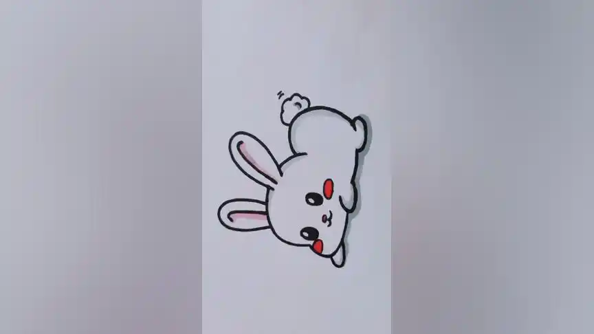 彩色简笔画儿童画 可爱小动物小白兔