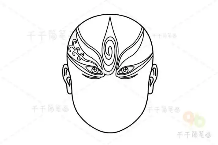 京剧脸谱姬僚简笔画