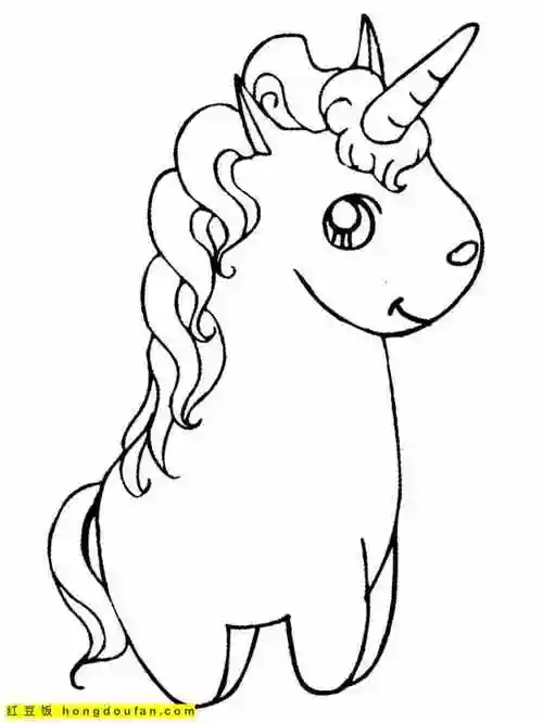 11张传奇故事中的独角兽卡通涂色图片-红豆饭小学生简笔画大全