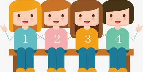 卡通学生排队人物