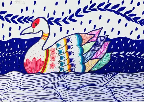 《彩色线描-美丽的天鹅》集美·罗丹美术培训学校 提高班