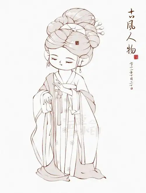 30天野生古风人物打卡28/30|人物线稿