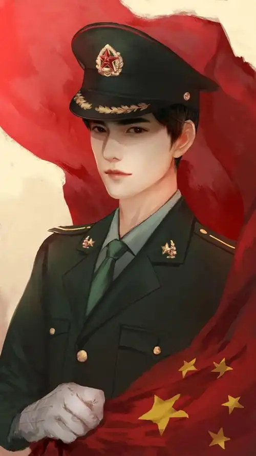 杨洋军装手绘插画,锁屏图片,高清手机壁纸,非主流-回车桌面