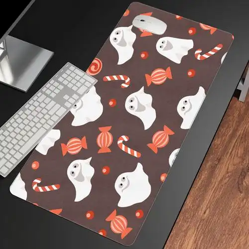 家用鼠标垫定 制图案logo万圣办公日常长方形桌垫可爱幽灵鼠标垫