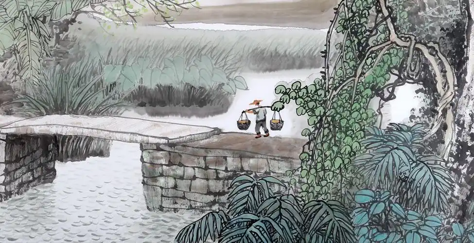 黄奇松《小桥流水》 - 写意山水画 - 99字画网