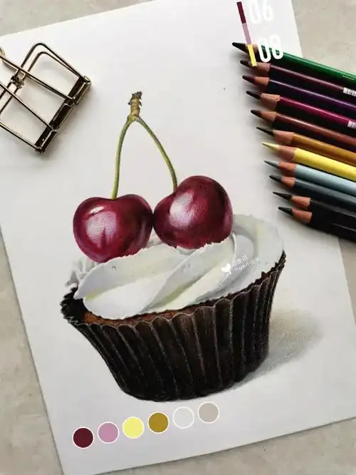 打卡  #彩铅手绘  #彩铅画  #彩铅  #蛋糕  #彩铅蛋糕  #彩铅小蛋糕